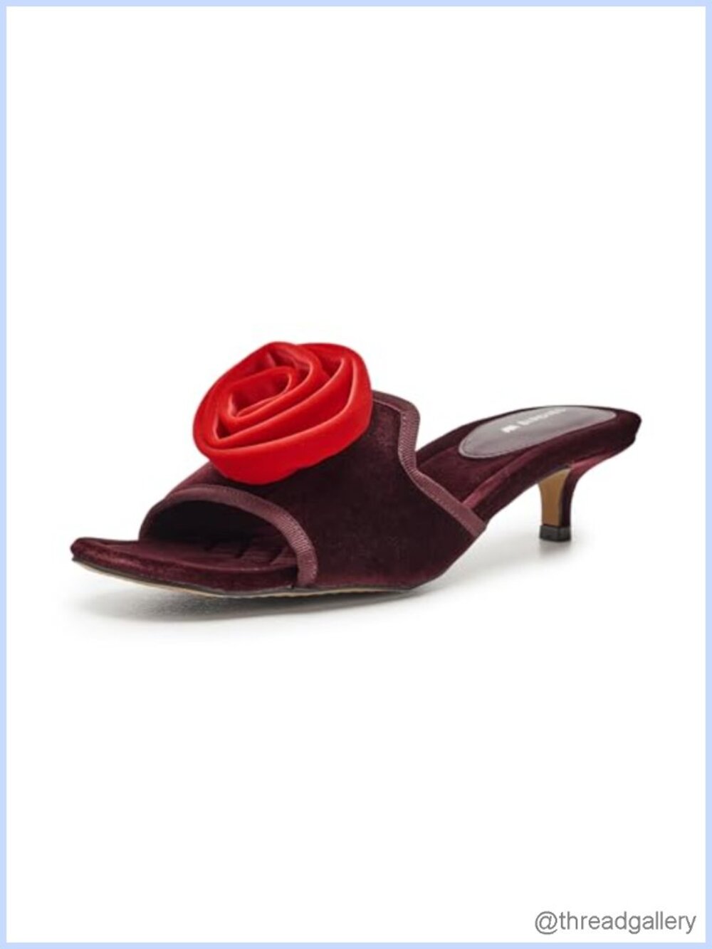 Birdies Kiwi Kitten Flower Slide Velvet Kitten Heel Slip-On